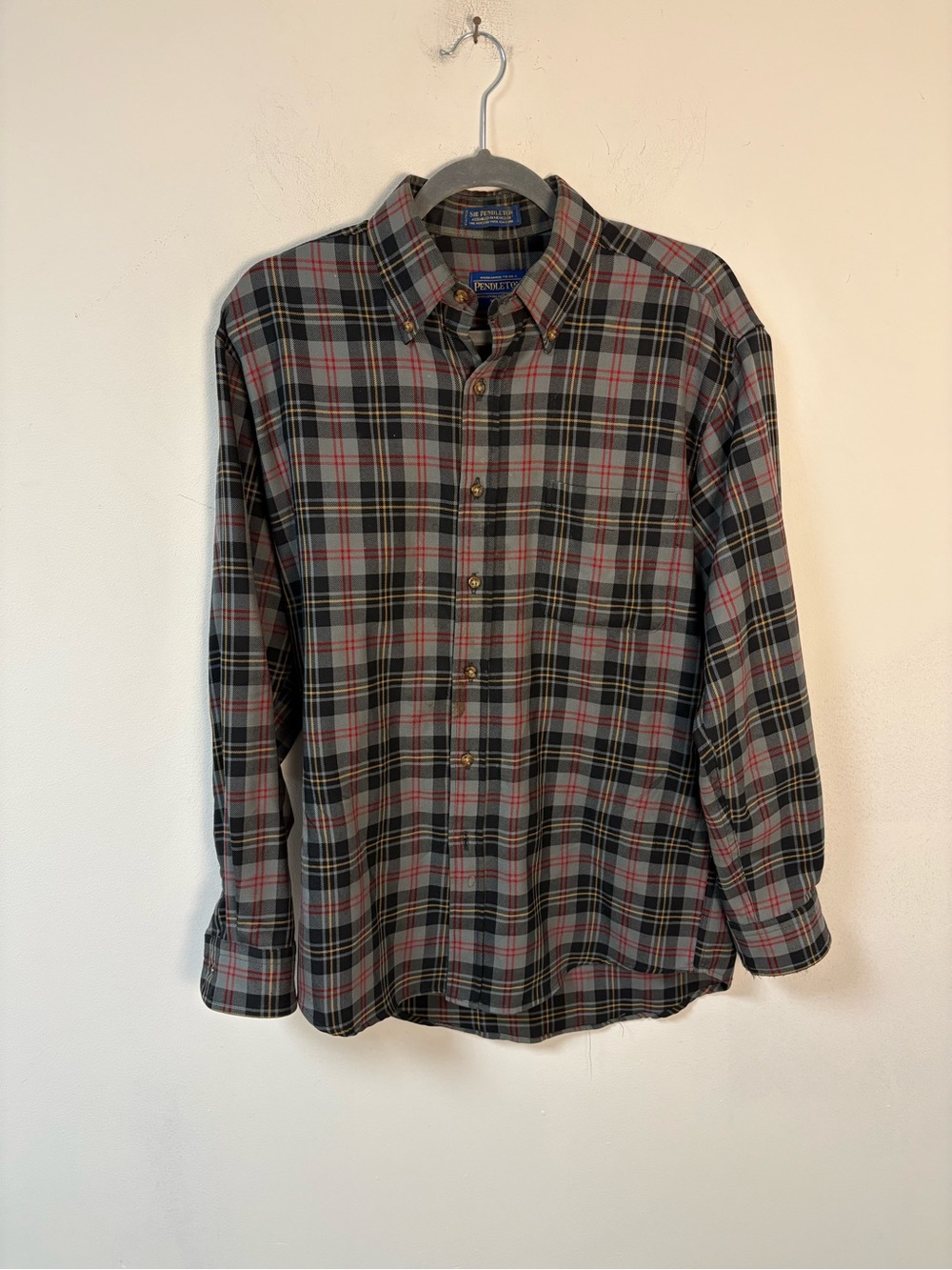 Pendleton Men’s Long Sleeve Macpherson Hunting Tartan Grey Plaid Shirt Medium